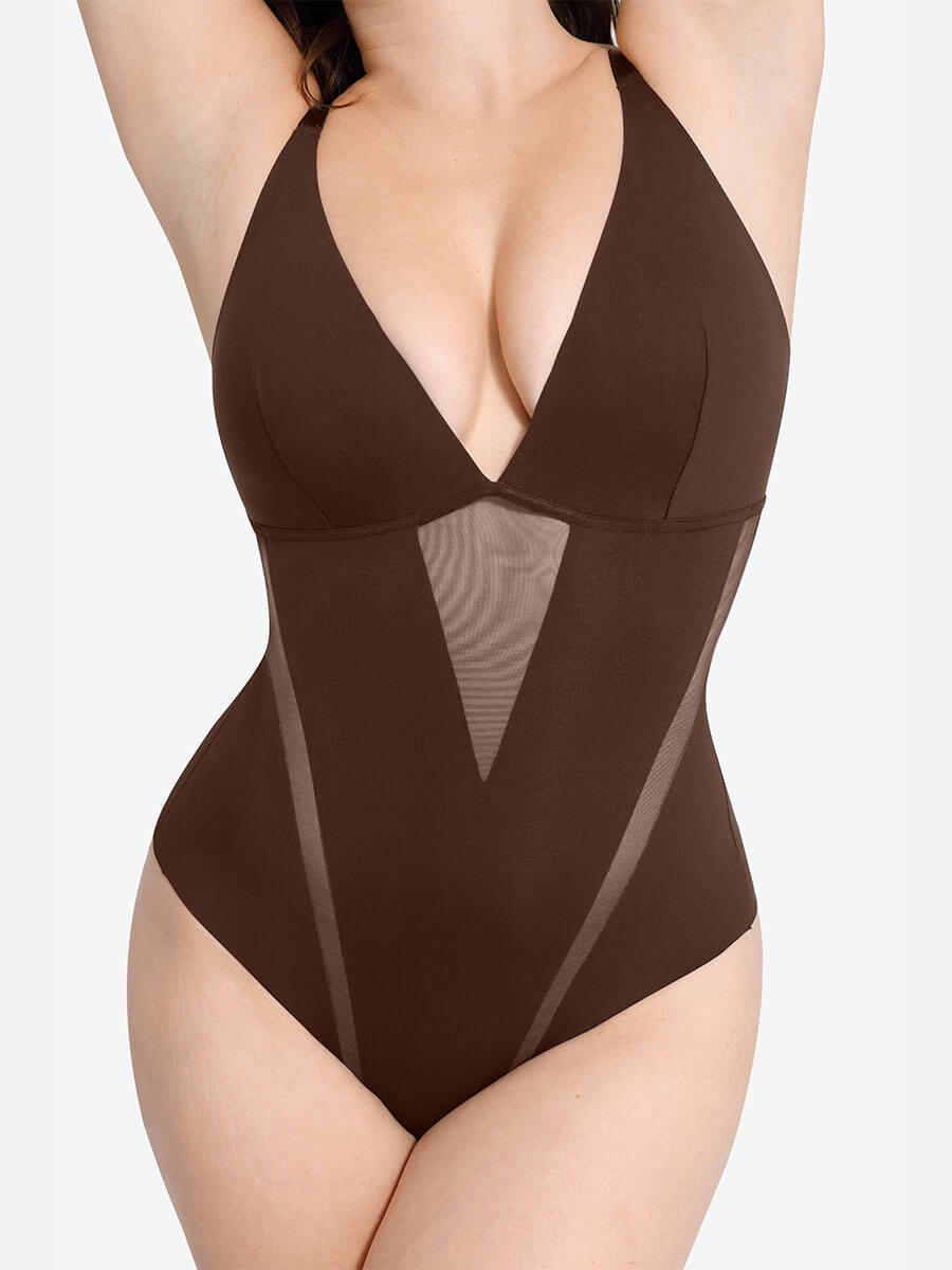 Deep V-Neck Thong Bodysuit