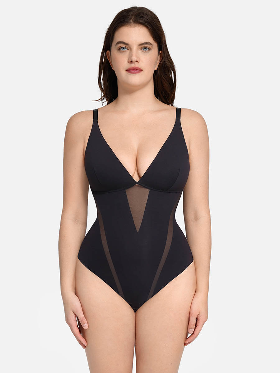 Deep V-Neck Thong Bodysuit