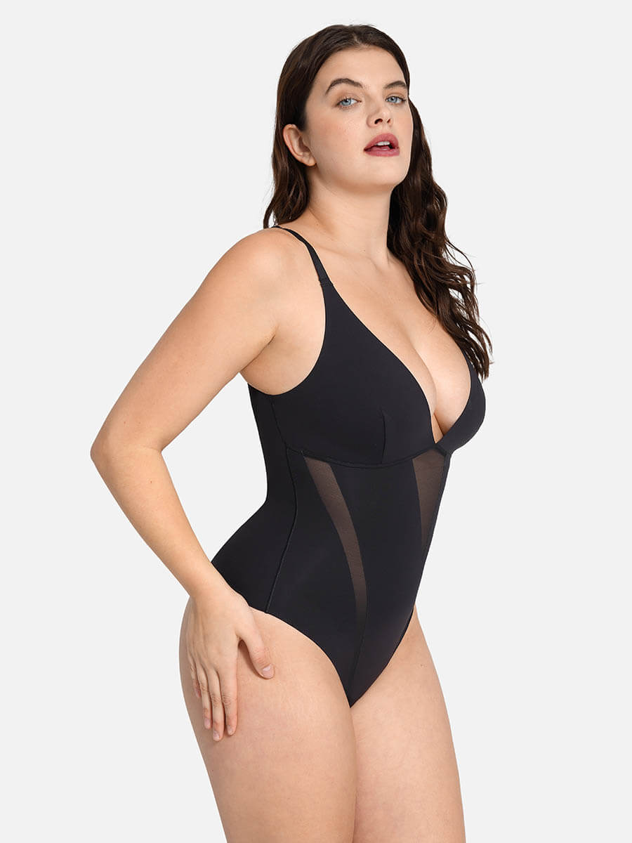 Deep V-Neck Thong Bodysuit