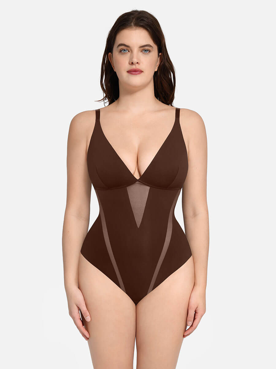 Deep V-Neck Thong Bodysuit