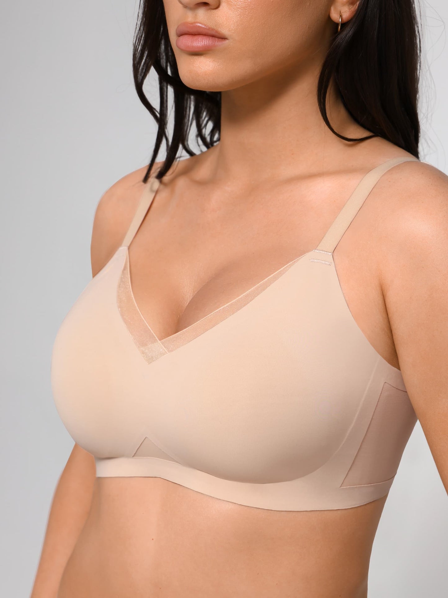 High Elasticity Comfort Full Coverage and Side Support V-Neck Bra