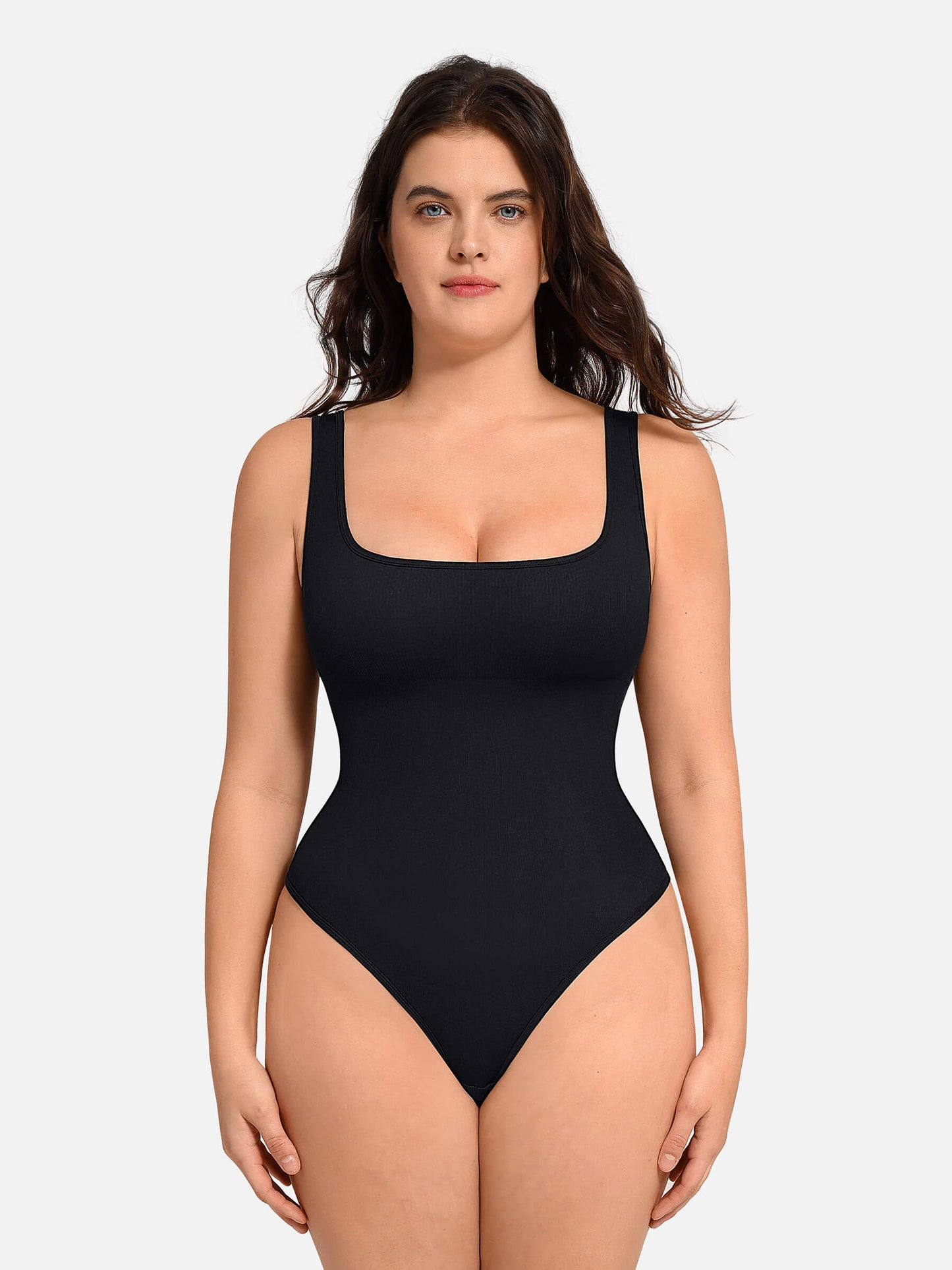 Back Cross Strap Square Neck Thong Bodysuit