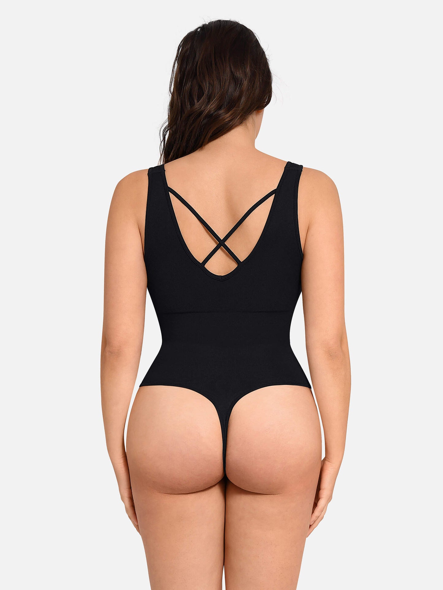 Back Cross Strap Square Neck Thong Bodysuit